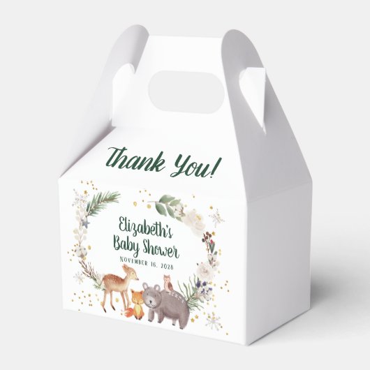 Winter Woodland Animals Baby shower Dank u Bedankdoosjes (Achterkant)