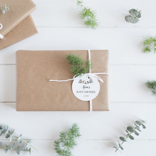 Winter Woodland Animals Baby shower Envelope Seal Ronde Sticker