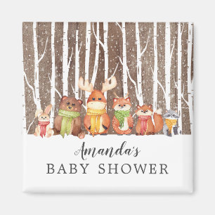 Winter Woodland Animals Baby shower Favor Magnet Magneet