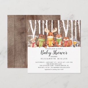 Winter Woodland Animals Baby shower Invitation Kaart