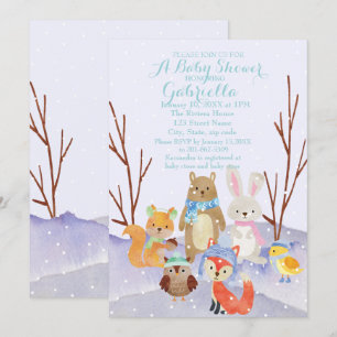 Winter Woodland Animals Baby shower Invitation Kaart