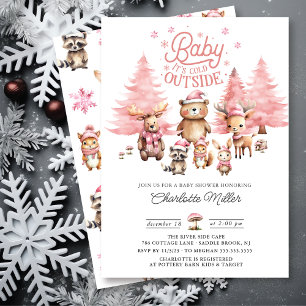 Winter Woodland Animals Baby shower Kaart