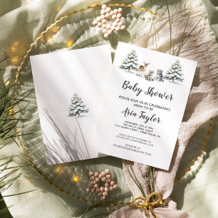 Winter Woodland Animals Baby shower Kaart