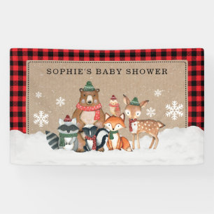 Winter Woodland Animals Baby shower Welkomstfeest Spandoek