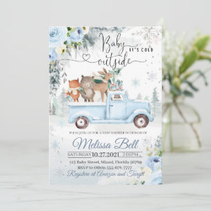 Winter Woodland animals Blue Truck Snowy Baby Show Kaart