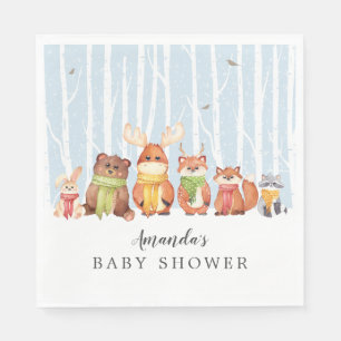 Winter Woodland Animals Boys Shower Paper Napkins Servet