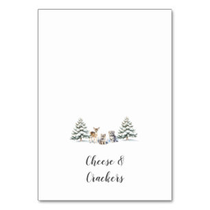 Winter Woodland Animals Douche Buffet Eten Labels Kaart