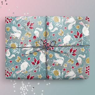 Winter Woodland Animals Feast Cadeaupapier