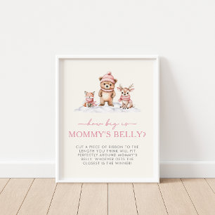 Winter Woodland Animals Hoe groot is de buik van m Poster