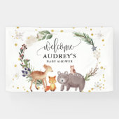 Winter Woodland Animals Landschap Welkom Spandoek (Horizontaal)