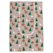 Winter Woodland Animals Snow Covered Trees Pattern Medium Cadeauzakje (Achterkant)