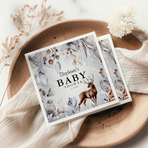 Winter Woodland Animals Waterverf Baby shower Servet