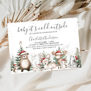 Winter Woodland baby het is koud buiten Baby showe Kaart