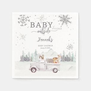 Winter Woodland Baby Het is koud buiten Baby showe Servet