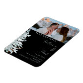 Winter Woodland Black Wedding Photo Save our Date Magneet (Linkerzijde)