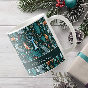 Winter Woodland Blauwgroen/Gold ID785 Koffiemok