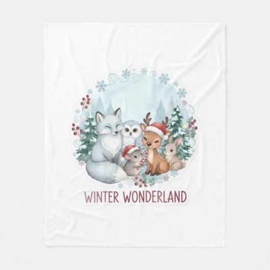 Winter Woodland Creatures Cozy Fleece Blanket (Voorkant)