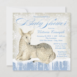 Winter Woodland Deer Boy Baby Shower Uitnodigingen