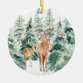 Winter Woodland Deer Kerstkeramisch Ornament (Voorkant)