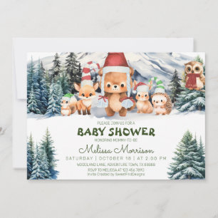Winter Woodland Dieren Baby Jongen Douche Kaart