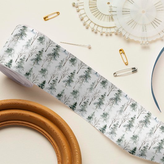 Winter Woodland Evergreen Tree Pattern Lint