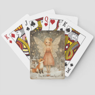  Winter Woodland Fairy en Fox Christmas Pokerkaarten