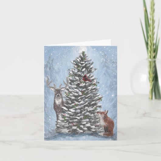 Winter Woodland Folded Card Aankondiging (Voorkant)