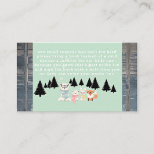 Winter Woodland Forest Animal Shower Boek Aanvraag Informatiekaartje