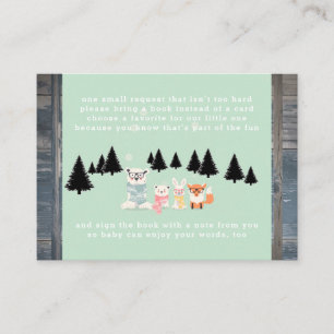Winter Woodland Forest Animal Shower Book Request Informatiekaartje