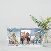 Winter Woodland Forest Animals Feestdagenkaart (Staand voorkant)