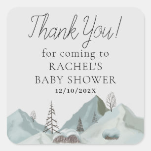 Winter Woodland Forest Baby shower Dank u Vierkante Sticker
