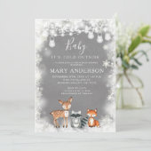 Winter Woodland Forest Baby shower Kaart (Staand voorkant)