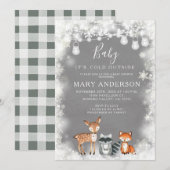 Winter Woodland Forest Baby shower Kaart (Voorkant / Achterkant)