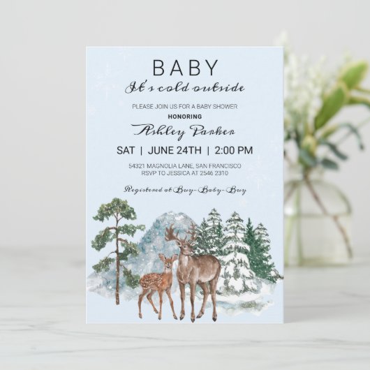 Winter Woodland Forest Deer Kaart (Staand voorkant)