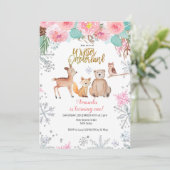 Winter Woodland Forest Herten Uil Verjaardag Kaart (Staand voorkant)