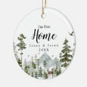 Winter Woodland Forest Ons Eerste Huis Keramisch Ornament (Links)