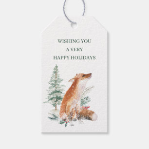 Winter Woodland Fox Kerstmis Nieuwjaar Gift Labels Cadeaulabel