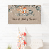 Winter Woodland Greenery Rustic Baby shower Spandoek (Insitu)
