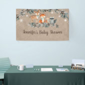 Winter Woodland Greenery Rustic Baby shower Spandoek (Beurs)
