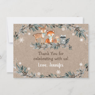 Winter Woodland groen Baby shower dank u Bedankkaart