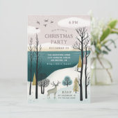 Winter Woodland Kerstfeest | noordelijk bos Kaart (Staand voorkant)