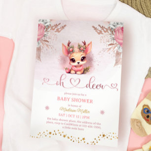 Winter Woodland Meisje Baby shower Kaart