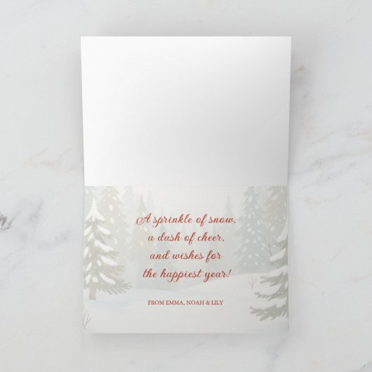 Winter Woodland Merry Christmas Forest Animals Feestdagen Kaart (Binnen)