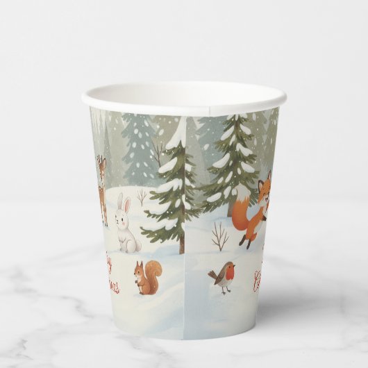 Winter Woodland Merry Christmas Forest Animals Papieren Bekers (Rechts)