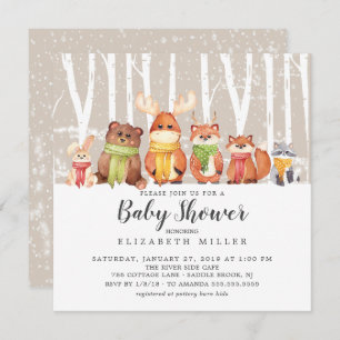 Winter Woodland Neutraal Baby shower Invitation Kaart