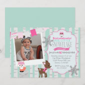 Winter Woodland Onderland Invitation d'anniversair (Devant / Derrière)