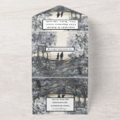 Winter Woodland RSVP Waterverf Forest Wedding All In One Uitnodiging (Buitenkant)