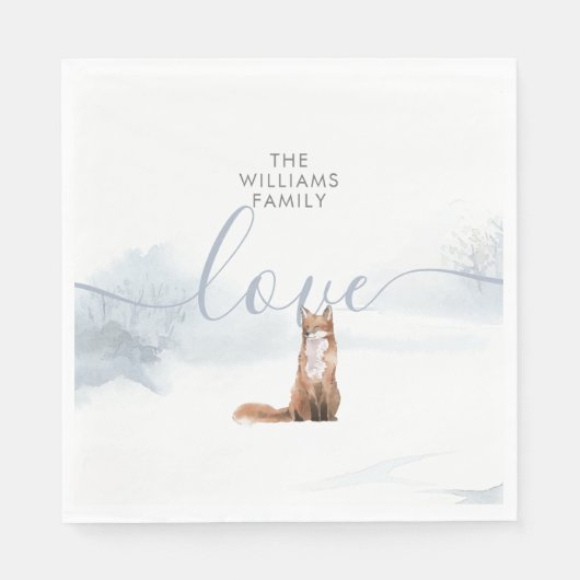 Winter Woodland Scene Fox Servet (Voorkant)