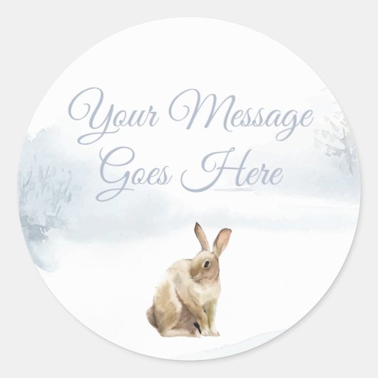 Winter Woodland Scene Hare Ronde Sticker (Voorkant)