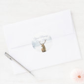 Winter Woodland Scene Stag Ronde Sticker (Envelop)